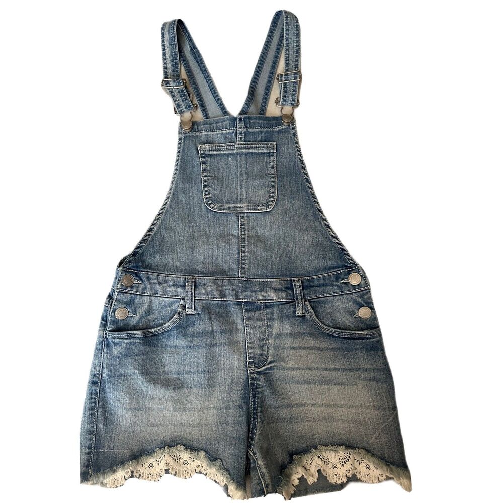 Girl's Overalls with Eyelet Hem